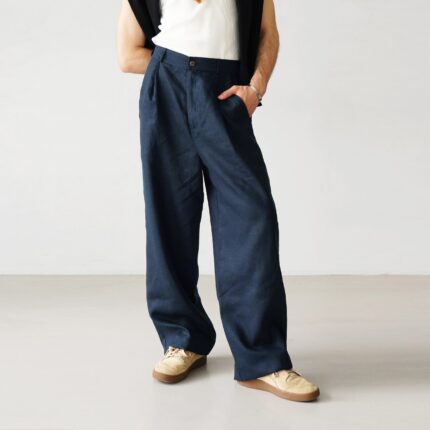 Linen Joggers High-Waist Rise Linen for Men Tapered Shape Travel